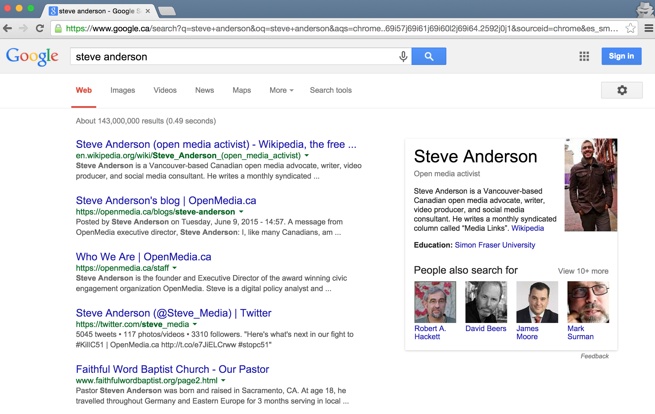 google search screenshot